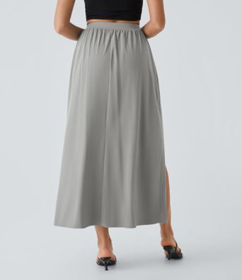 Breezeful™ High Waisted Tie Front Flowy 2-in-1 Maxi Quick Dry Casual Skirt