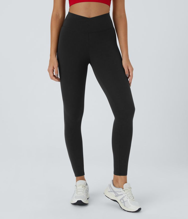 Softlyzero™ High Waist Crossover Plain Leggings - UPF50+