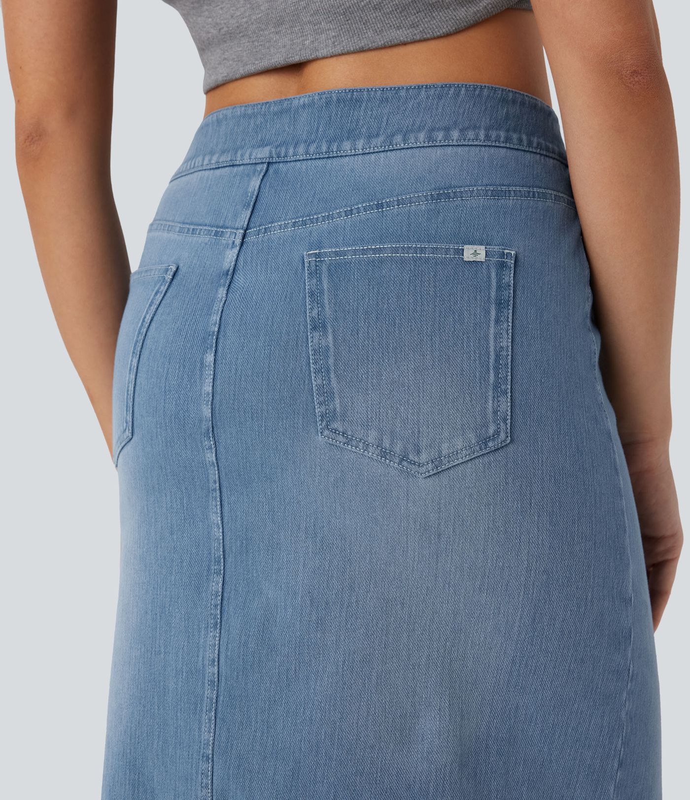Falda Halara Flex™ Denim mezclilla elástico lavada recta dividida múltiple bolsillo tiro medio