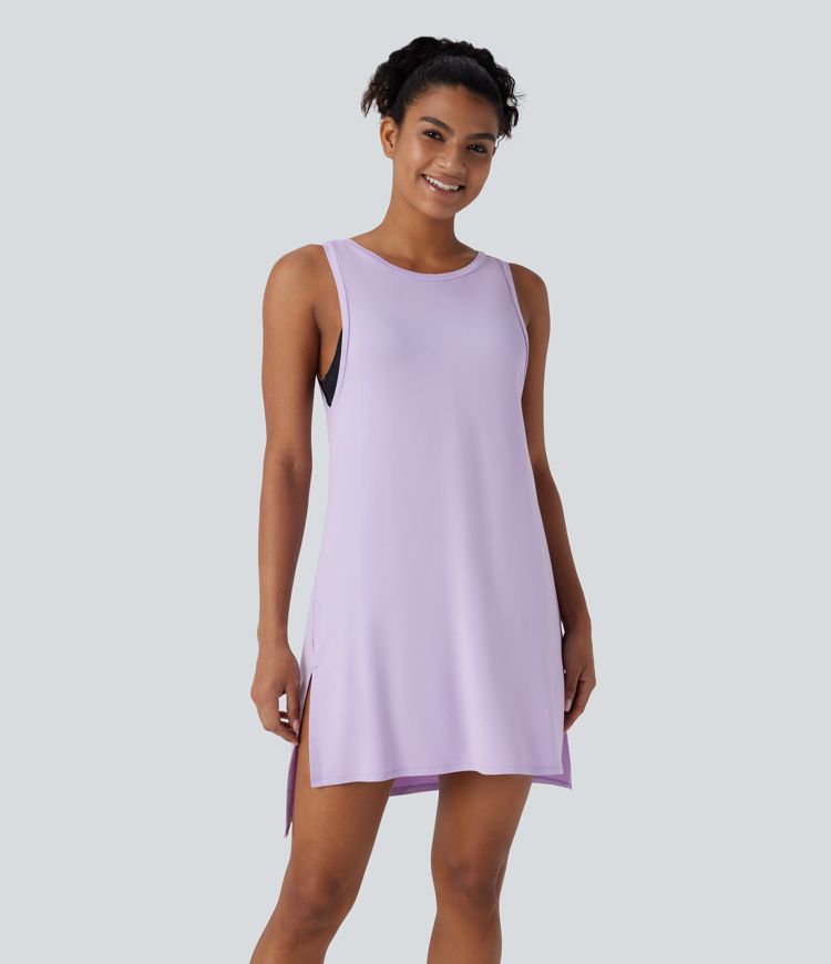Backless Split Mini Casual Tank Dress