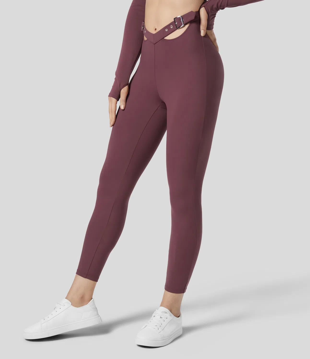 Softlyzero™ Plush 7/8-Leggings mit mittelhohem V-förmigem Bund und verstellbarer Schnalle