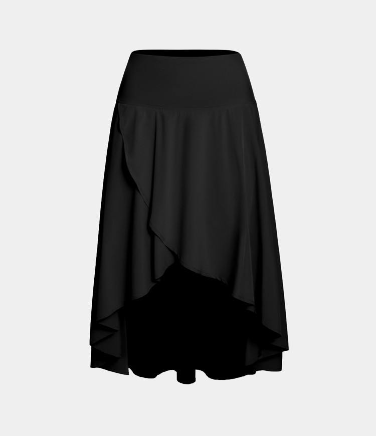 Breezeful™ High Waisted Asymmetric Ruffle High Low Flowy 2-in-1 Quick Dry Dance Skirt