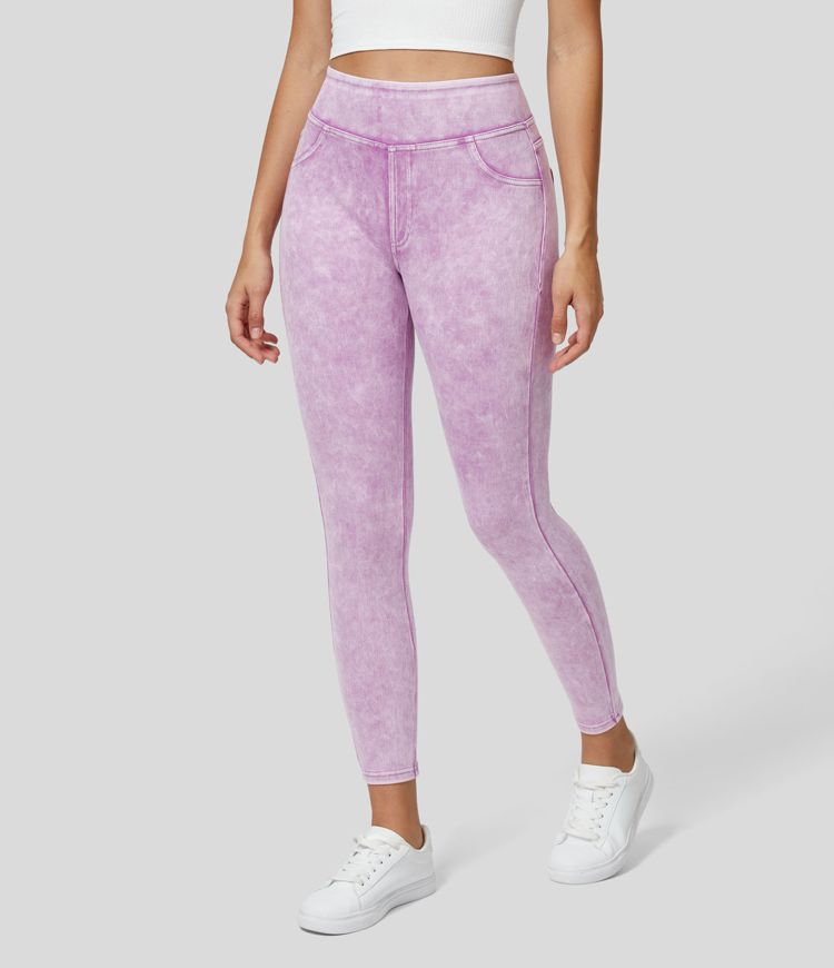 Halara Flex™ High Waisted Pocket Colorful Denim Casual Leggings