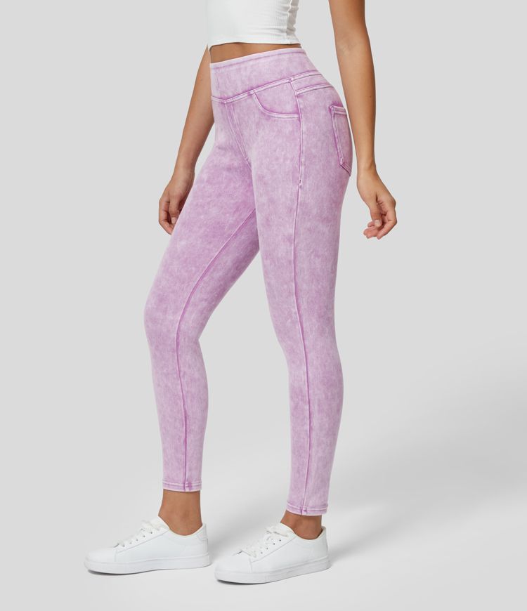 Halara Flex™ High Waisted Pocket Colorful Denim Casual Leggings