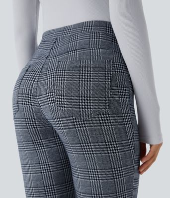 Halara Flex™ High Waisted Pocket Houndstooth Plaid Skinny Work Pants