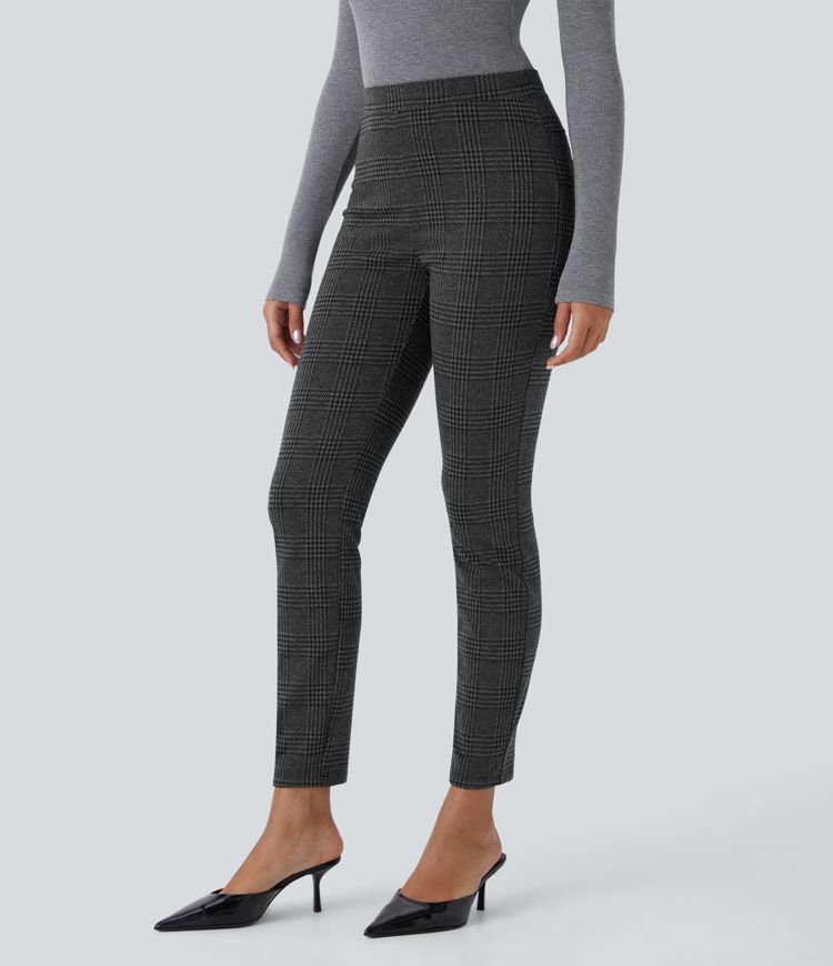 Halara Flex™ High Waisted Pocket Houndstooth Plaid Skinny Work Trousers