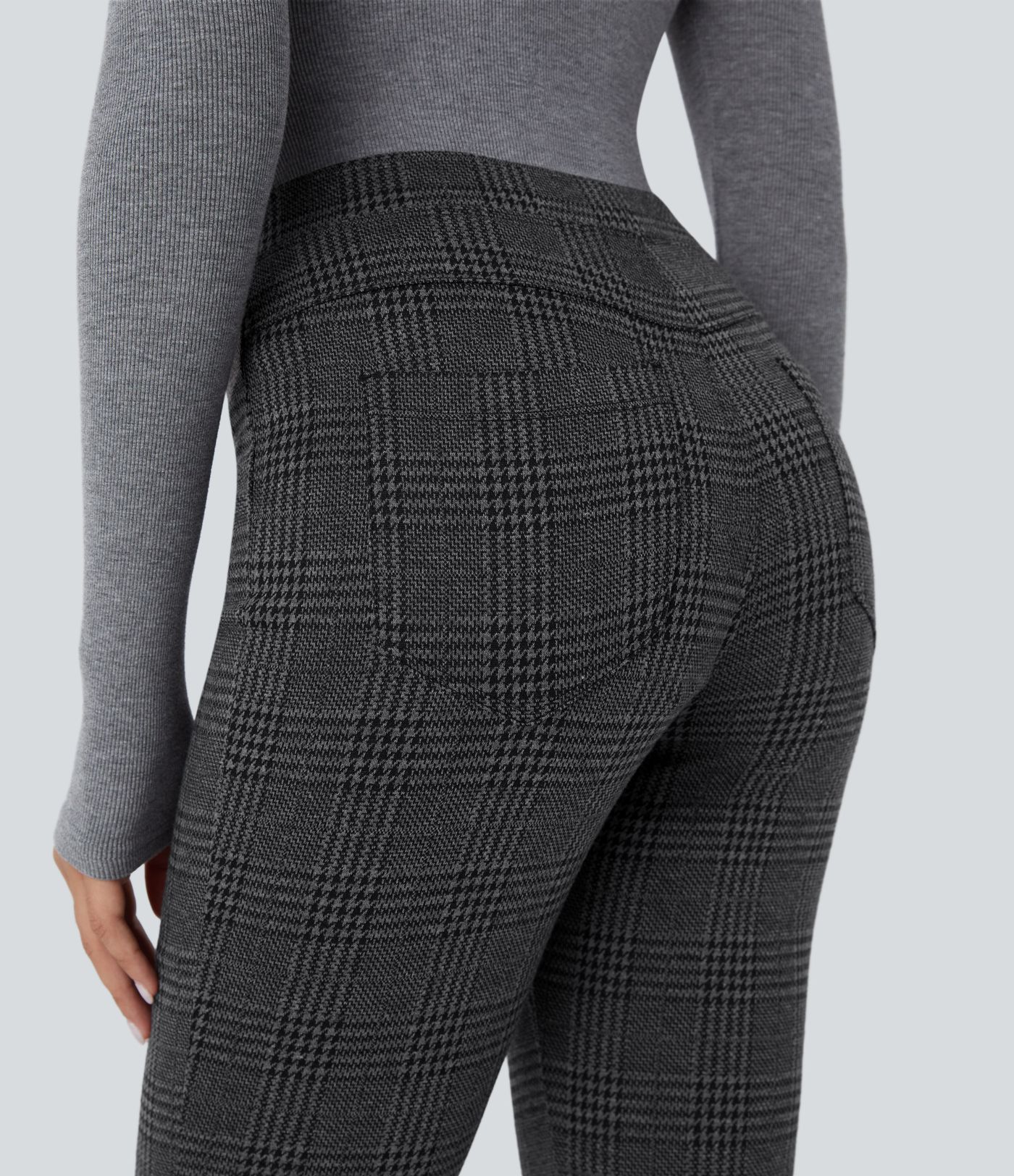 Halara Flex™ High Waisted Pocket Houndstooth Plaid Skinny Work Trousers