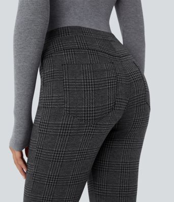 Halara Flex™ High Waisted Pocket Houndstooth Plaid Skinny Work Trousers