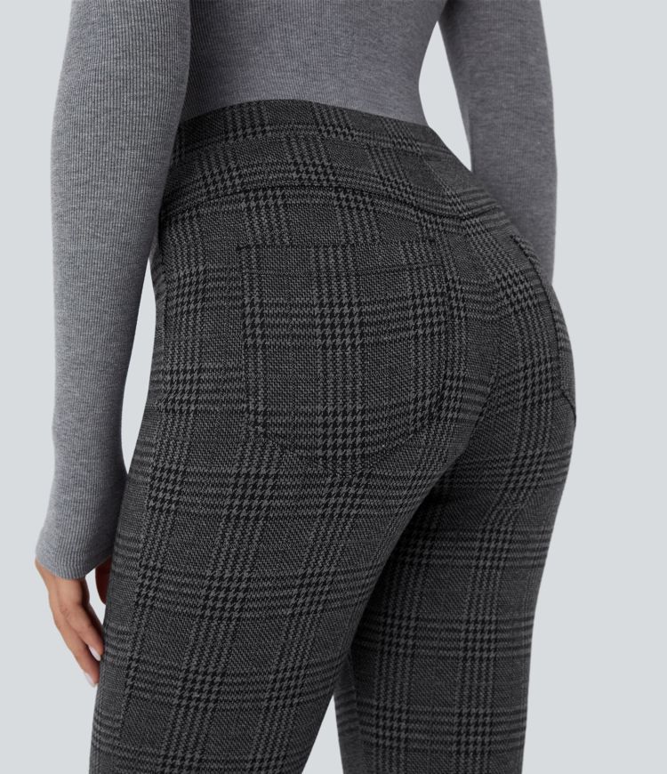 Halara Flex™ High Waisted Pocket Houndstooth Plaid Skinny Work Trousers