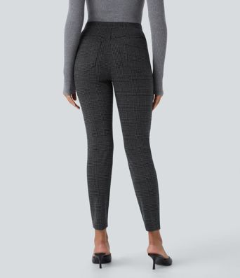 Halara Flex™ High Waisted Pocket Houndstooth Plaid Skinny Work Trousers