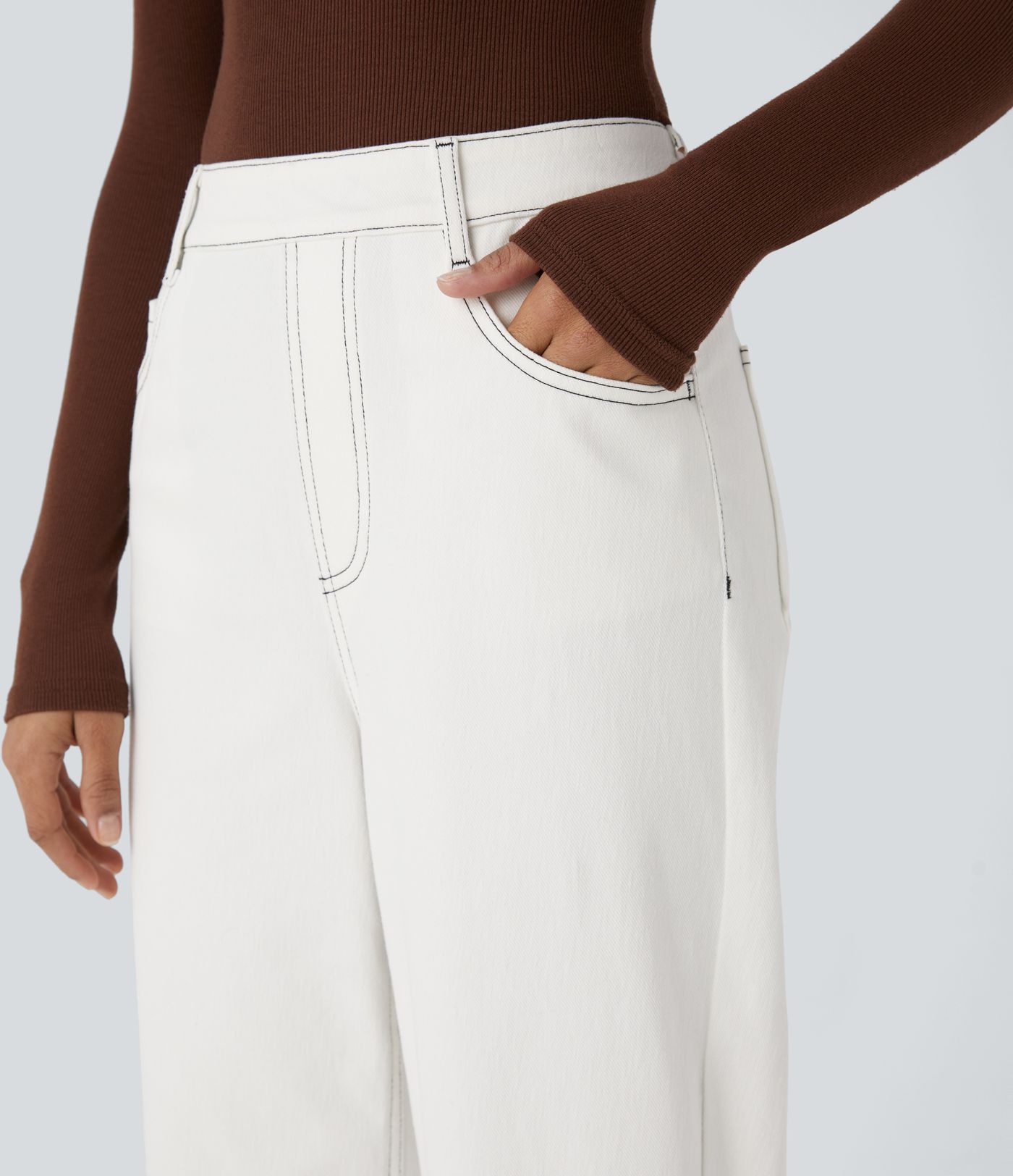 Jeans Halara Flex™ Denim tiro alto pierna recta elástico múltiple bolsillo