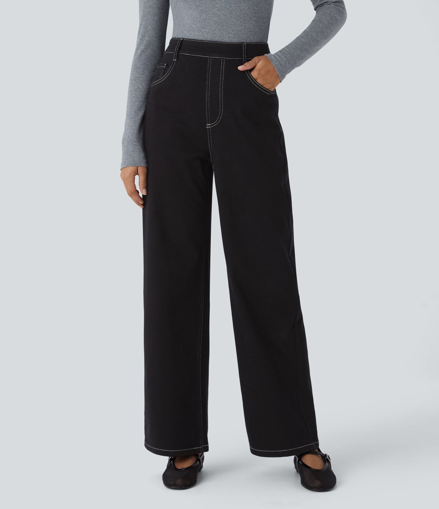 Halara Flex™ High Waisted Pockets Straight Leg Casual Jeans