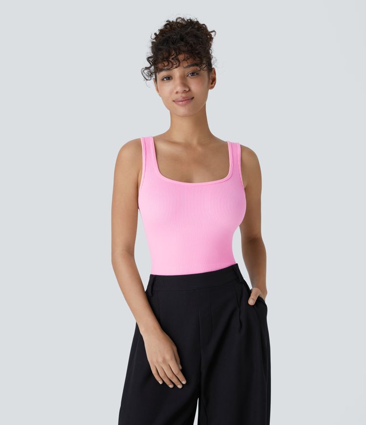 Seamless Flow Square Neck Backless Casual Smooth Bodysuit