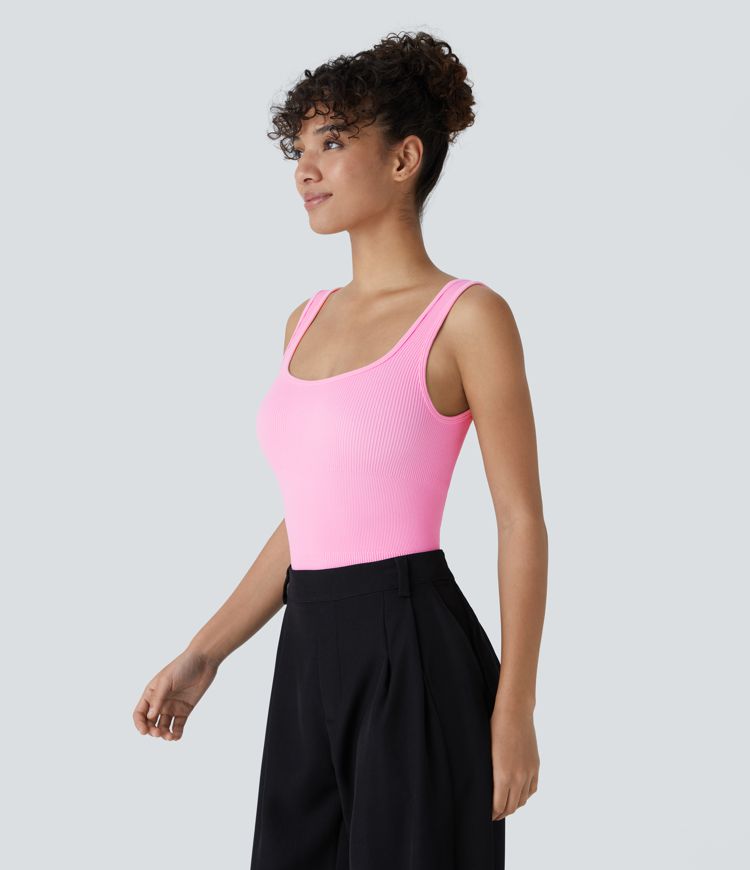 Seamless Flow Square Neck Backless Casual Smooth Bodysuit