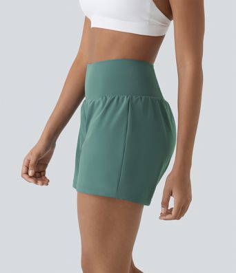 SoftlyZero™ Airy Super High Waisted 2-in-1  Cool Touch Yoga Shorts 5'' with Pockets-Longer Length