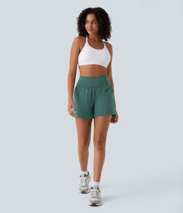 SoftlyZero™ Airy Super High Waisted 2-in-1  Cool Touch Yoga Shorts 5'' with Pockets-Longer Length