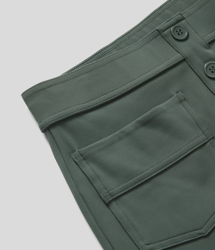 High Waisted Pockets Straight Leg Casual Pants