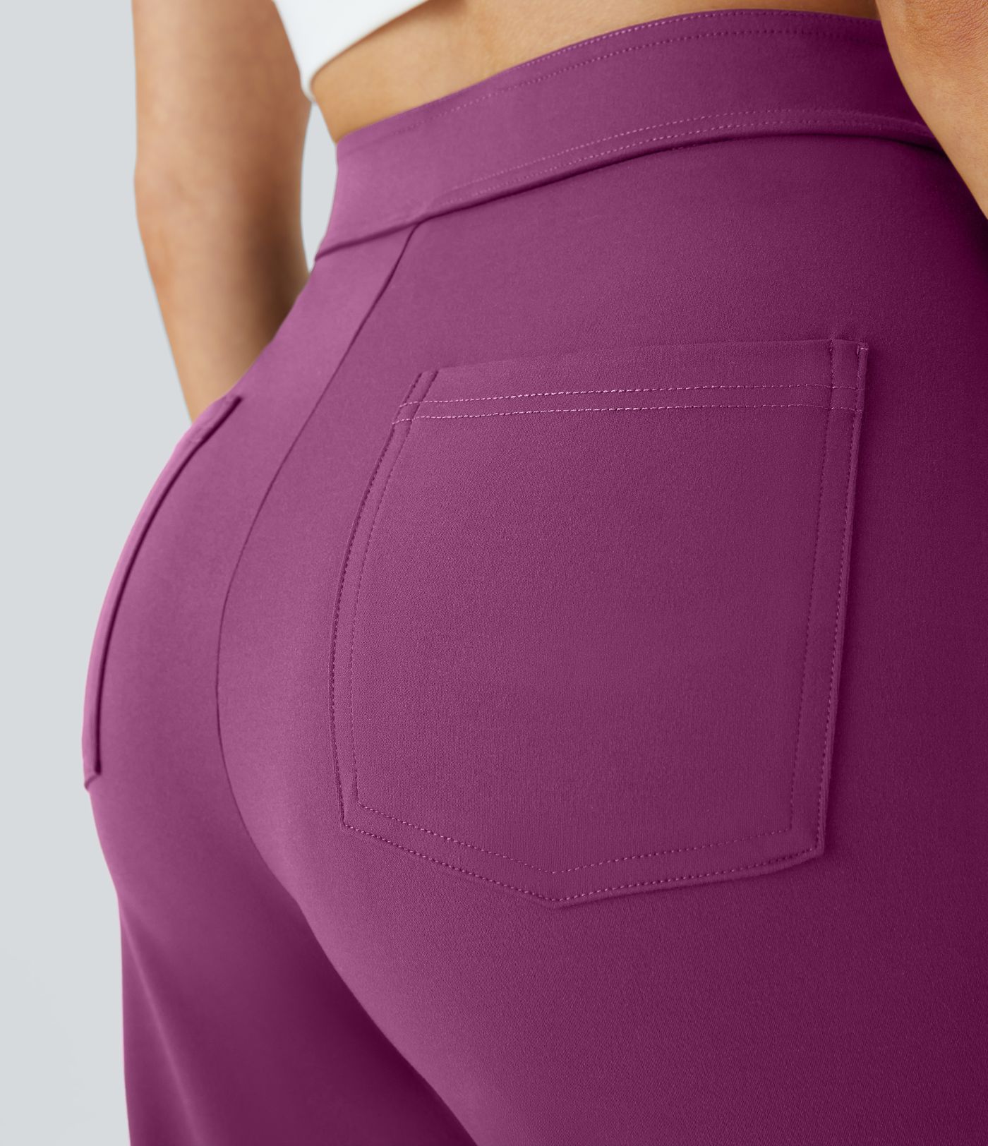 Pantalones pierna recta múltiple bolsillo botón tiro alto