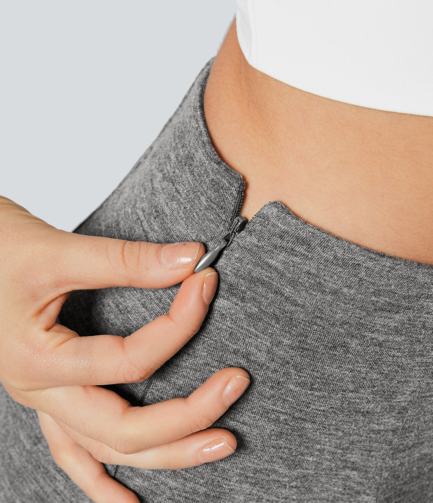 Falda acampanada larga cremallera lateral tiro alto