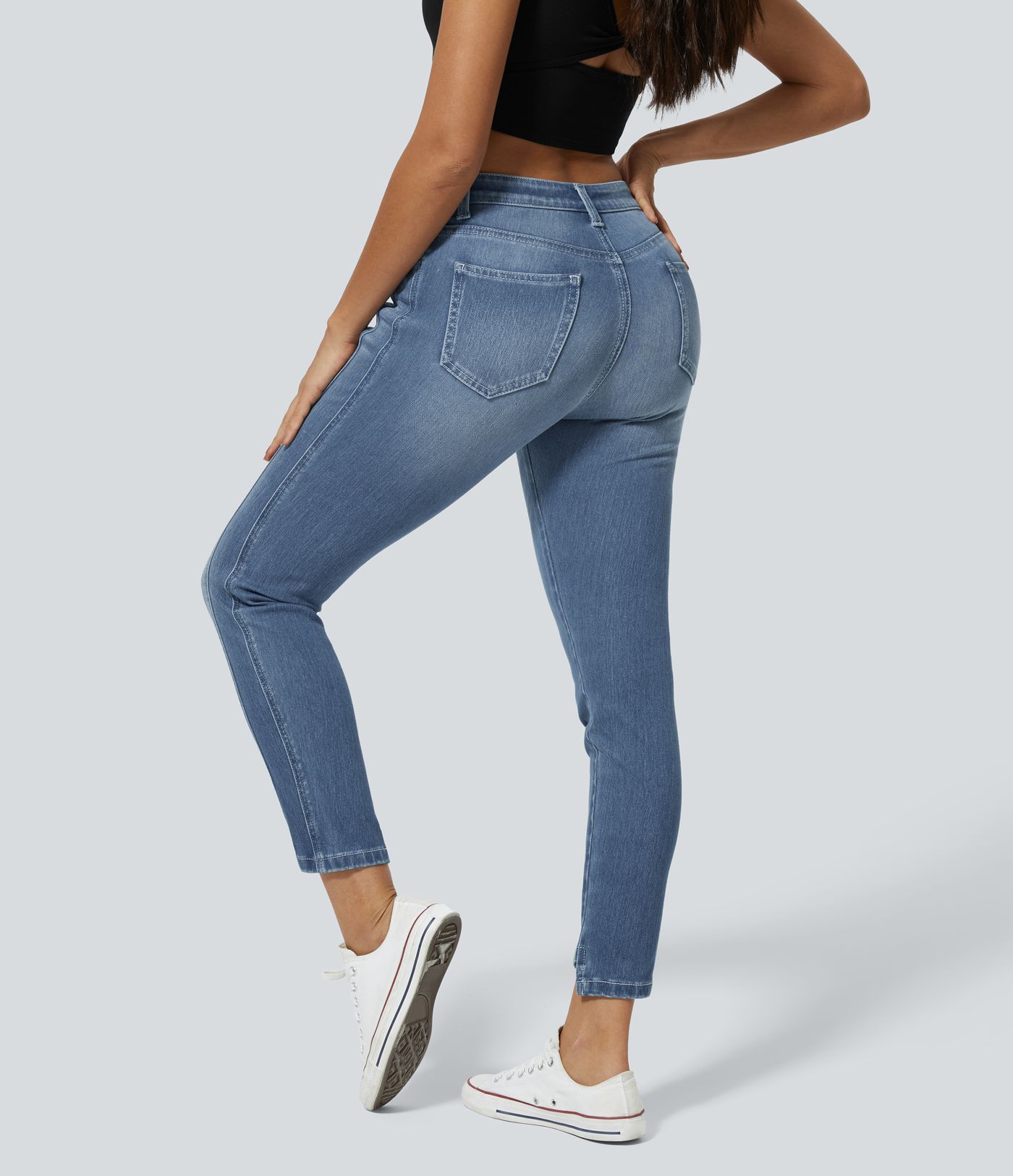 Jeans Halara Flex™ ajustado elástico cremallera botón múltiple bolsillo