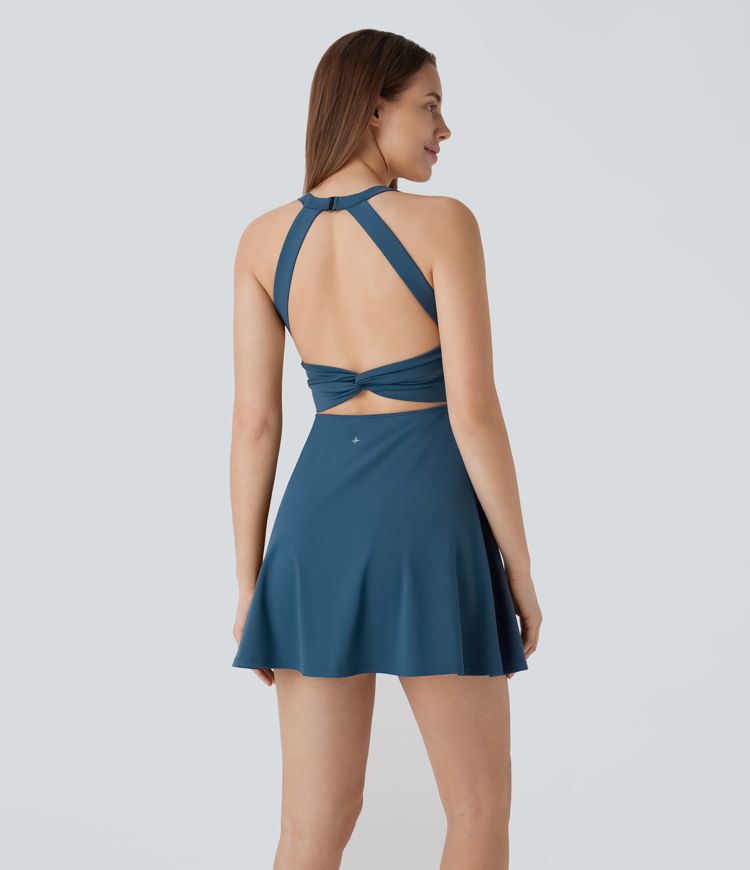 Softlyzero™ Airy Molded Cups Backless Twisted Cool Touch Dance Active Dress-Easy Peezy Edition