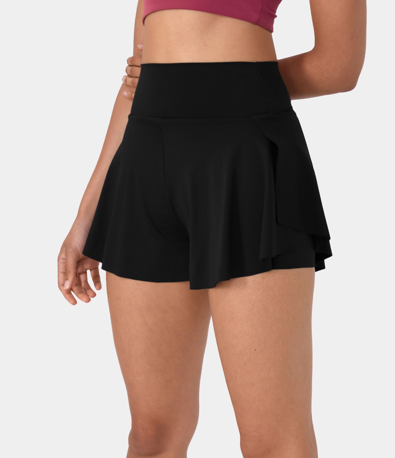 Short de yoga fendu 2-en-1 taille haute 5cm