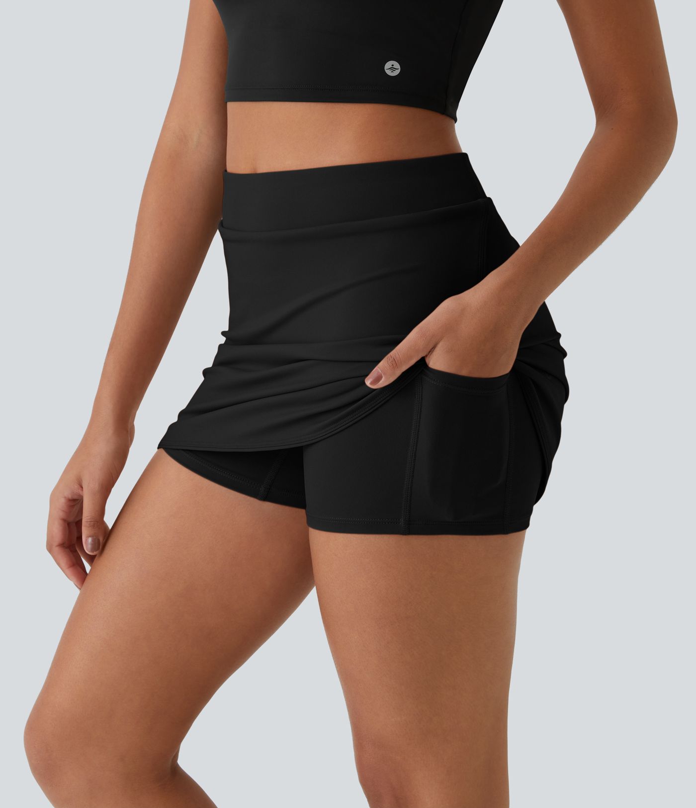 Quotidien Jupe Golf Micro Mini 2-en-1 à Taille Haute avec Poches Latérales - Clarity