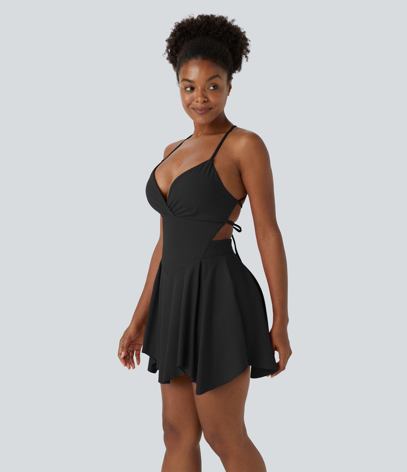 Lace Up 2-in-1 Pocket Mini Slip Casual Dress