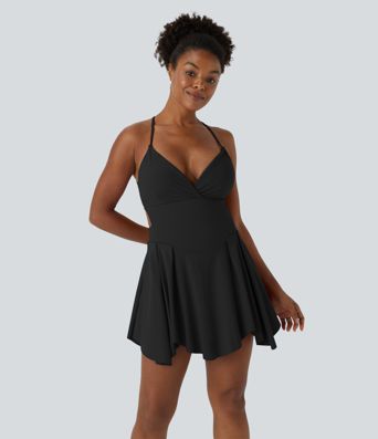 Lace Up 2-in-1 Pocket Mini Slip Casual Dress