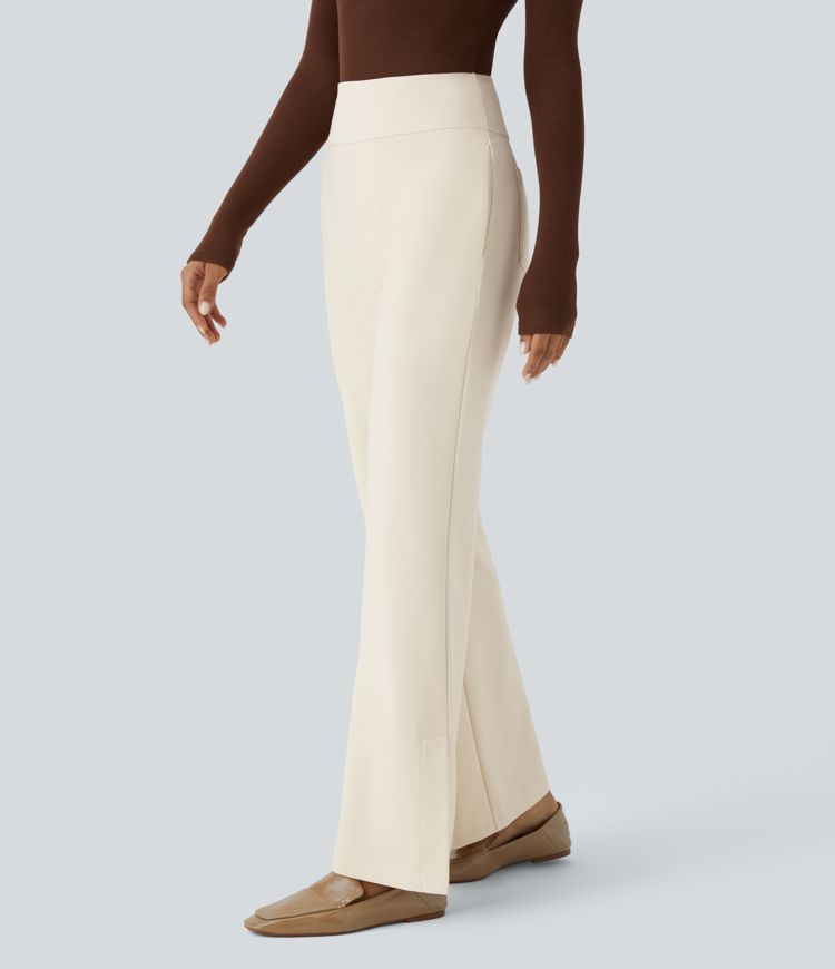 Pantalon Tailleur à taille haute avec poches multiples, fentes et coupe légèrement évasée