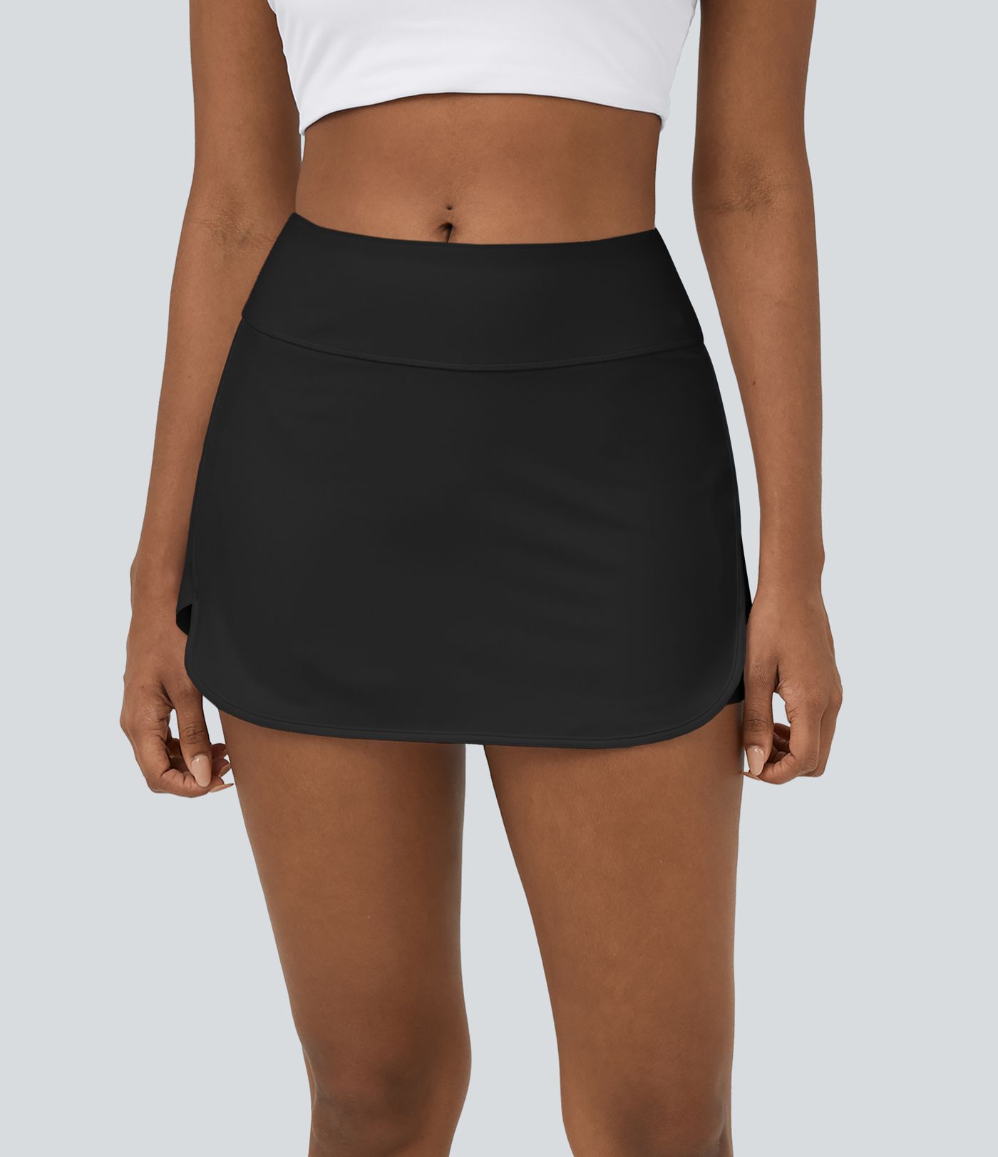Softlyzero™ Airy 하이 웨이스트 대비 트림 2-in-1 사이드 포켓 곡선 밑단 미니 쿨 터치 테니스 스커트 