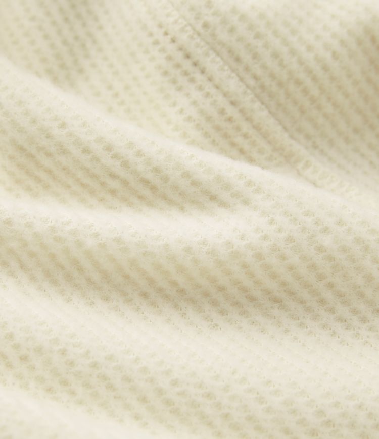 Sweat à capuche col V en maille gauffrée bicolore