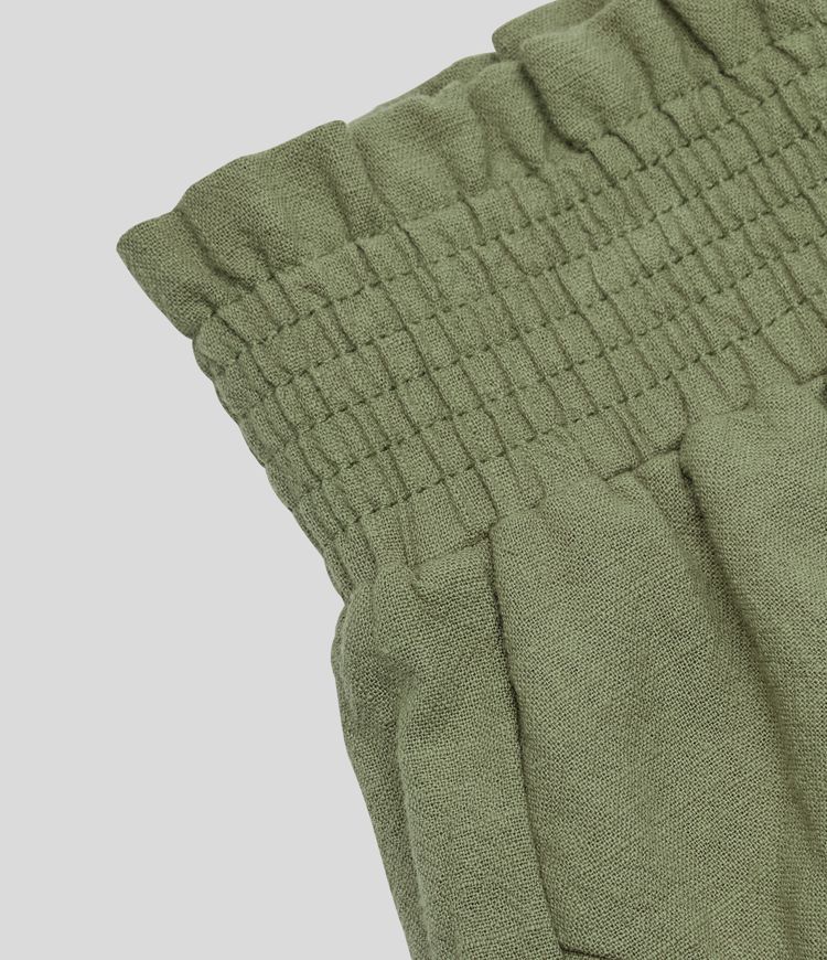 Pantalones cortos fluidos volante fruncido volante tiro alto