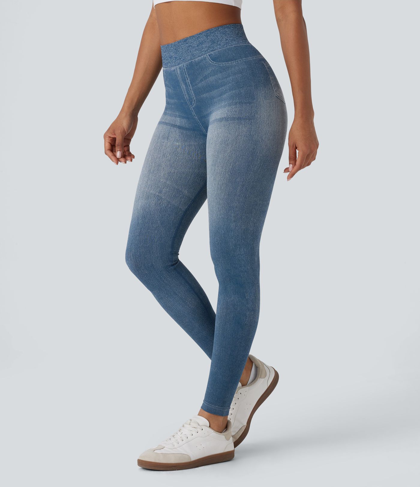 Legging yoga taille haute aspect denim sans couture OneForm Seamless Flow