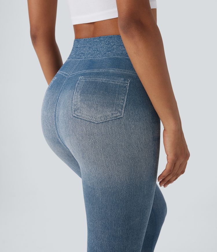 Legging yoga taille haute aspect denim sans couture OneForm Seamless Flow