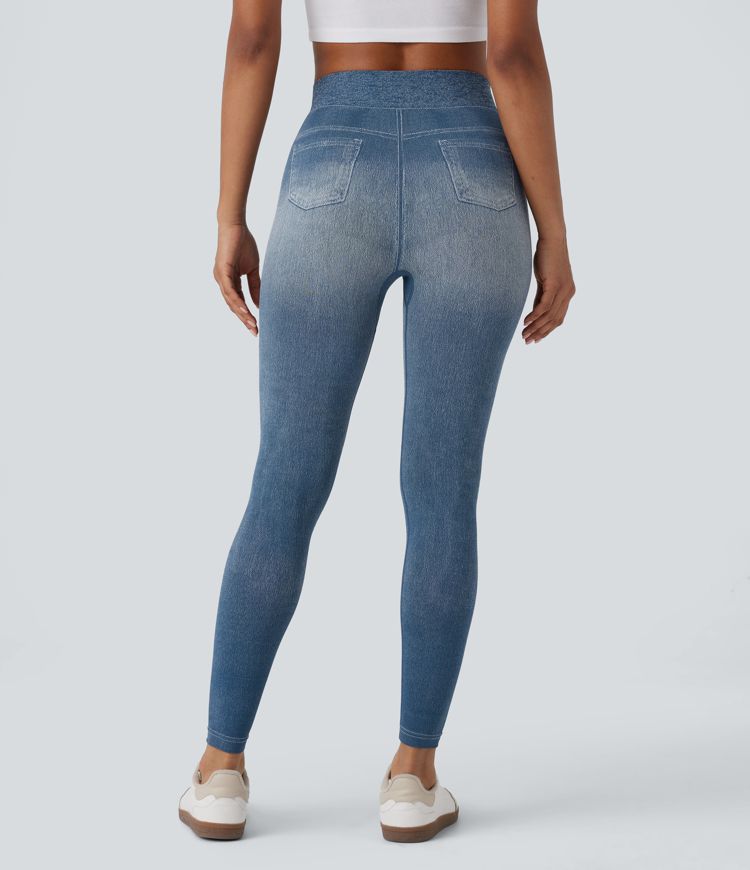 Legging yoga taille haute aspect denim sans couture OneForm Seamless Flow