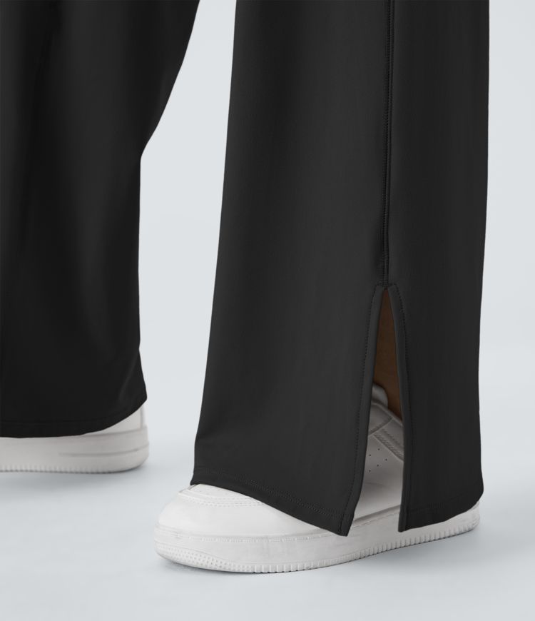 Pantalón recto y ancho Smile con cintura en V con bolsillos y abertura en el bajo