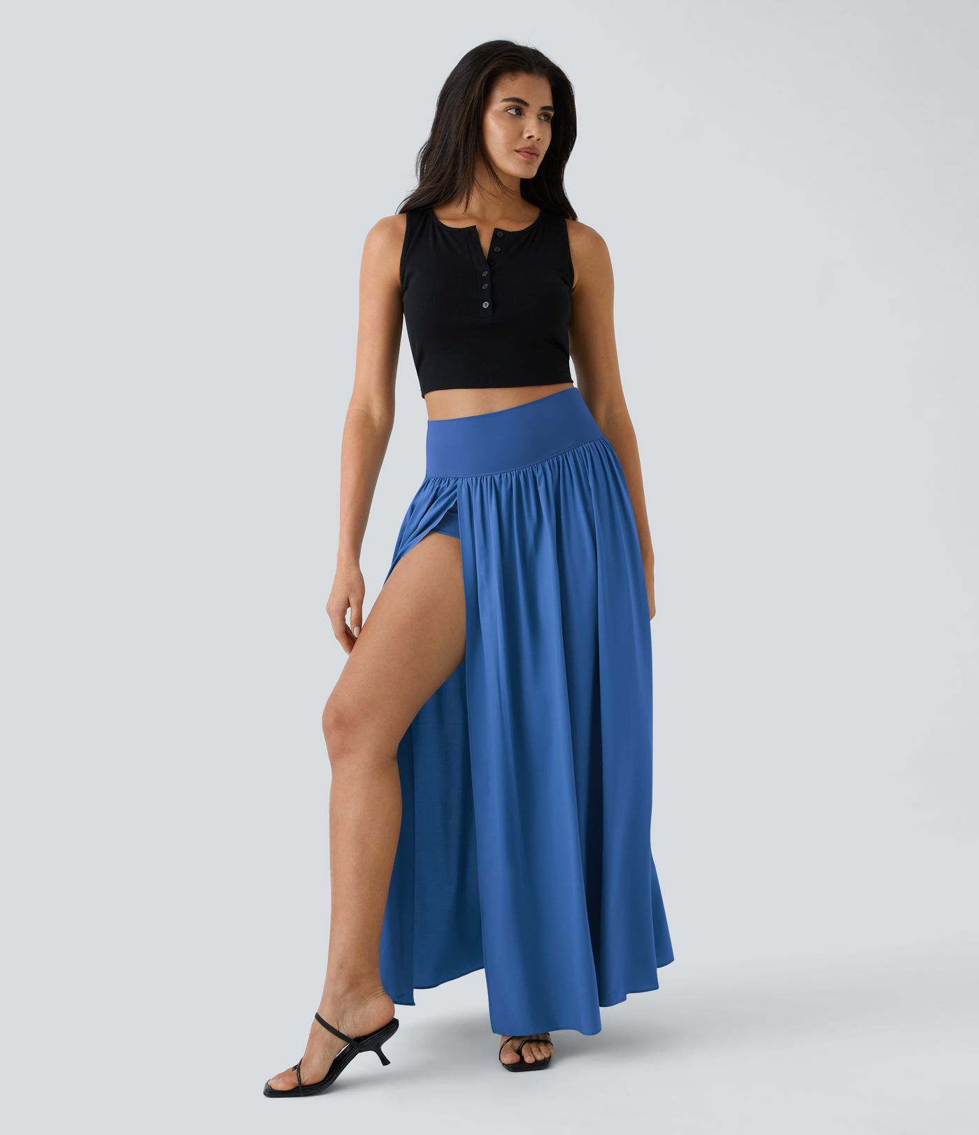 Breezeful™ High Waisted Split 2-in-1 Flowy Quick Dry Maxi Casual Skirt