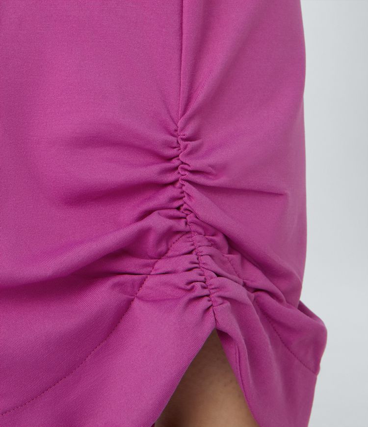 Pantalón yoga dobladillo curvo fruncido bolsillo lateral acanalado contrastante tiro alto