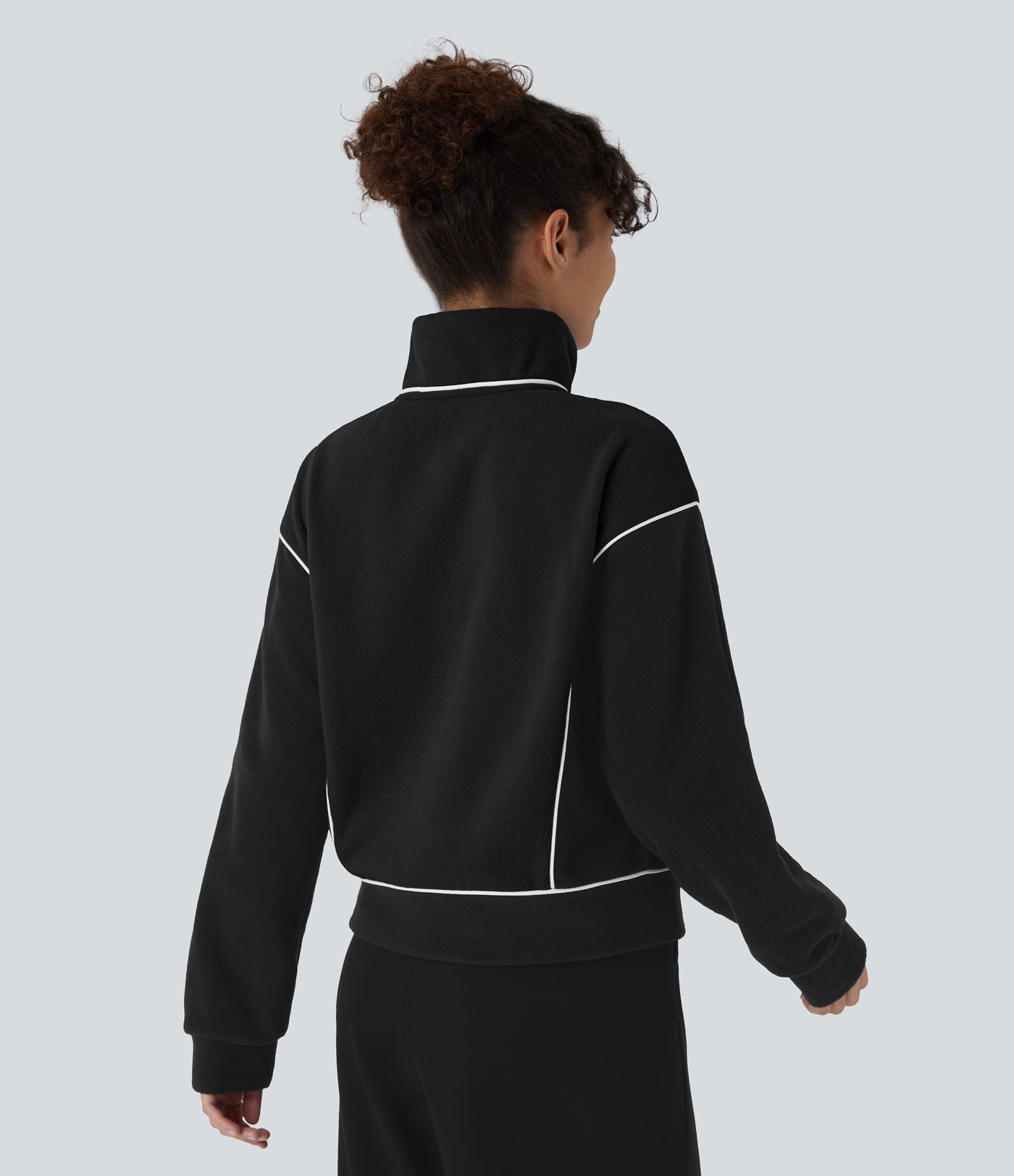 Sudadera polar cuello alto media cremallera manga larga bloque color