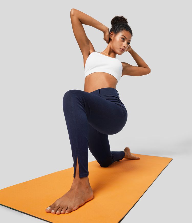 Halara Flex™ High Waisted Side Pocket Split Stretchy Knit Denim Casual Leggings