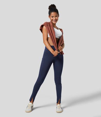 Halara Flex™ High Waisted Side Pocket Split Stretchy Knit Denim Casual Leggings
