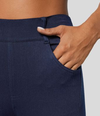 Halara Flex™ High Waisted Side Pocket Split Stretchy Knit Denim Casual Leggings