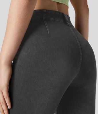 Halara Flex™ Legging Capri Casual Taille Midi Avec Poche Latérale En Tricot Extensible