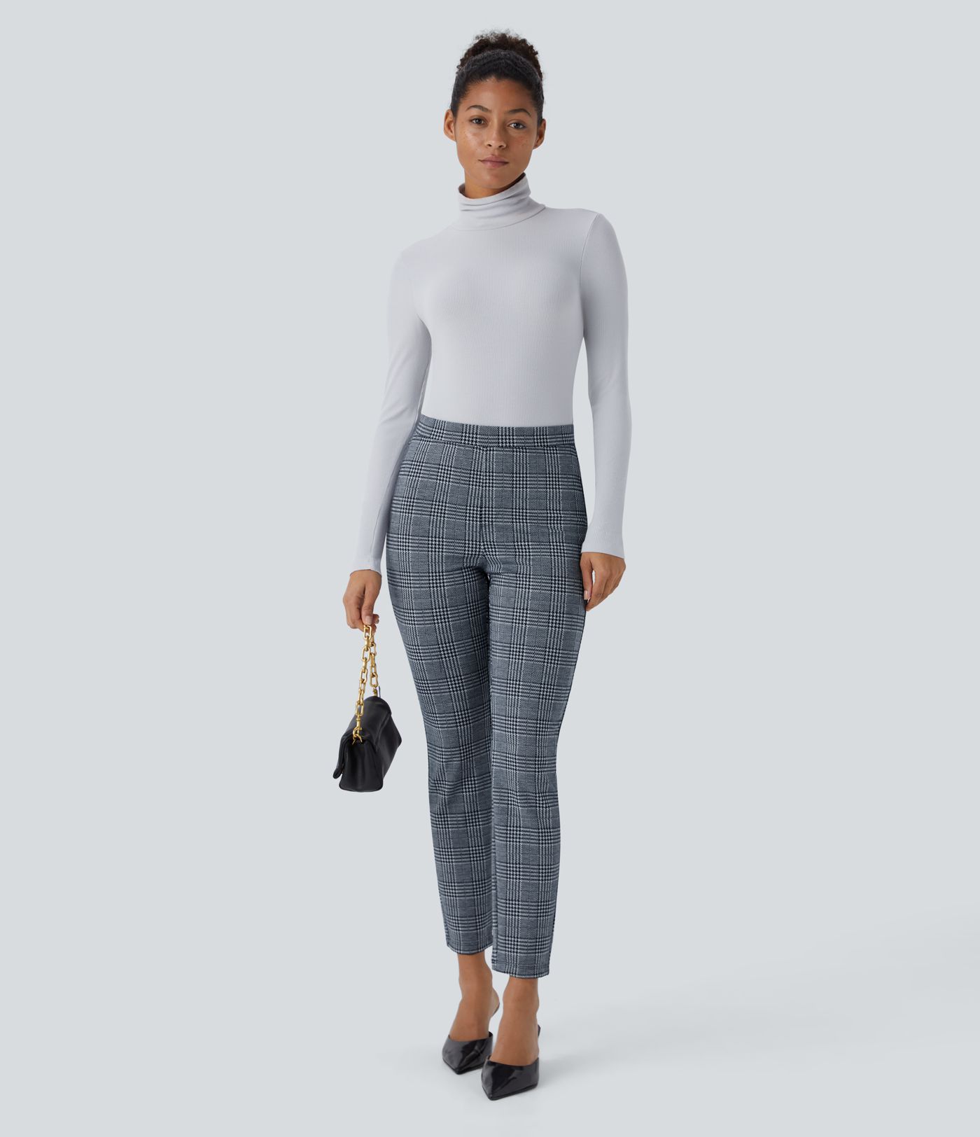 Halara Flex™ High Waisted Pocket Houndstooth Plaid Skinny Work Pants
