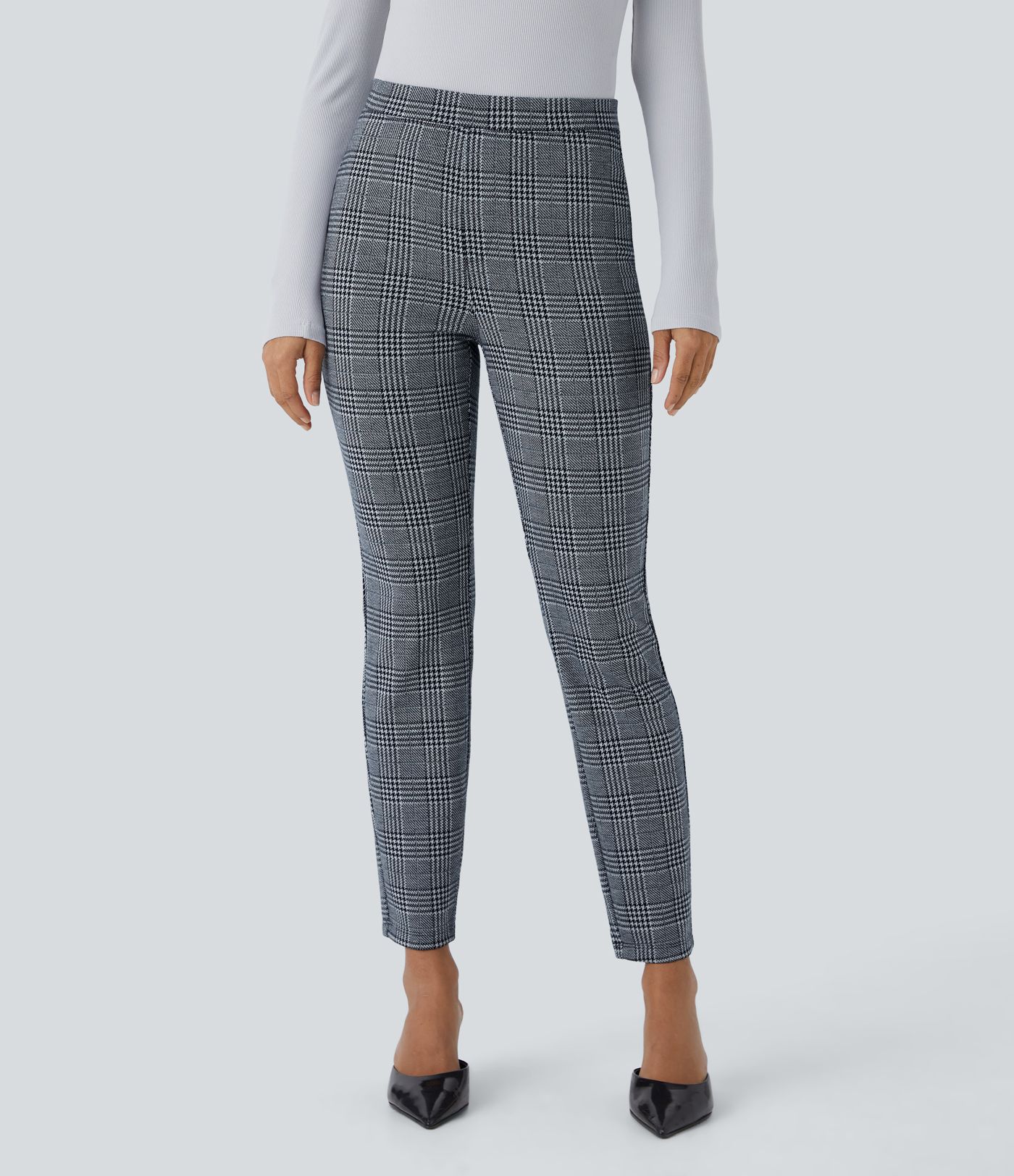 Halara Flex™ High Waisted Pocket Houndstooth Plaid Skinny Work Pants