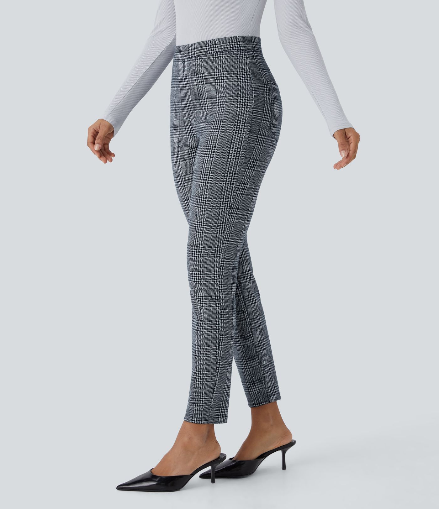 Halara Flex™ High Waisted Pocket Houndstooth Plaid Skinny Work Pants