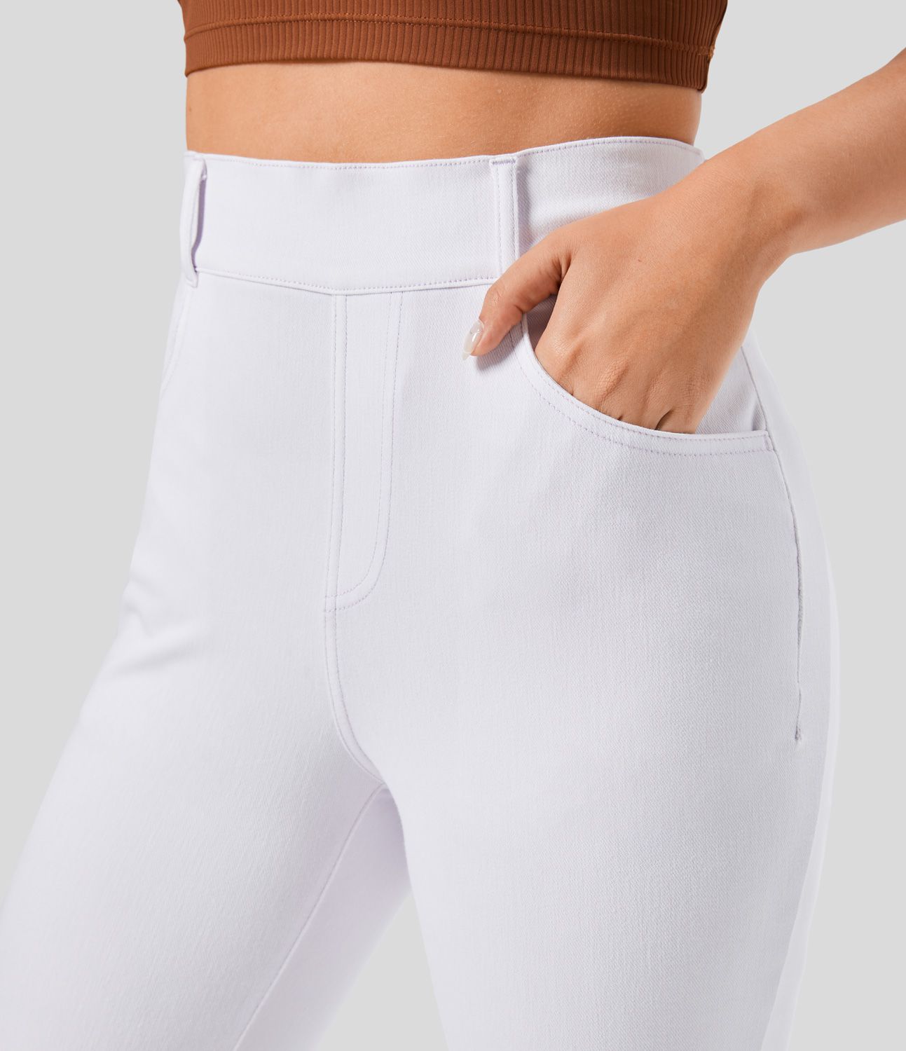 Jeans Halara Flex™ Denim acampanado elástico colorido abertura bolsillo lateral tiro alto