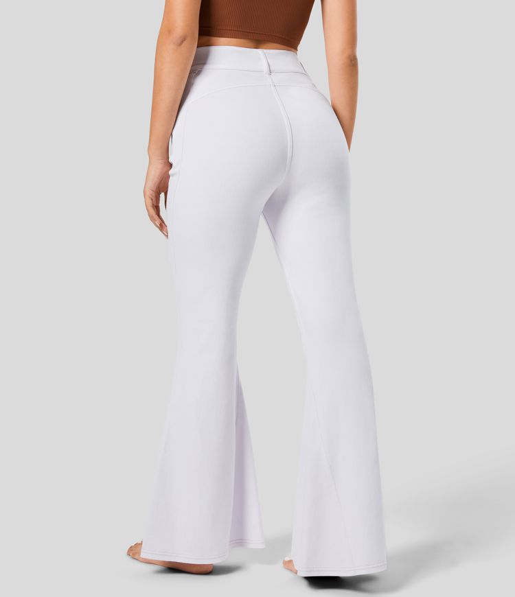 Jeans Halara Flex™ Denim acampanado elástico colorido abertura bolsillo lateral tiro alto