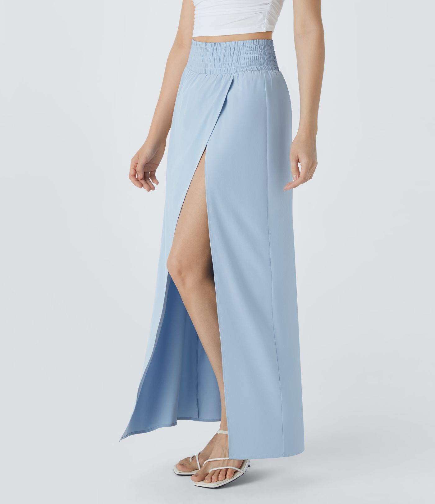 Falda maxi Breezeful™ fluida secado rápido bolsillo lateral 2 en 1 dividida tiro alto